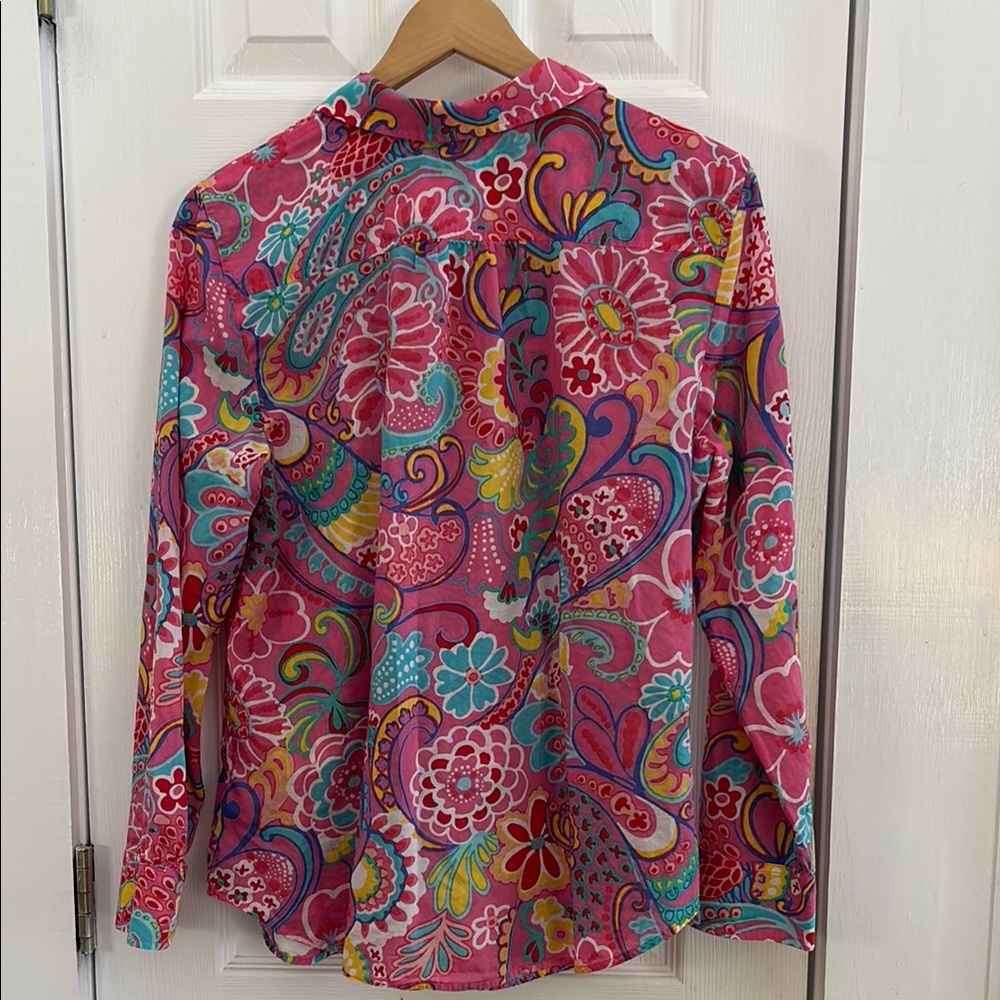 Talbots Women’s LG Vibrant Floral Button-Up Shirt -100% cotton - Picture 7 of 8